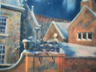 oil on canvas of snow at Hidcote